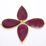 Vermeil Ruby Dyed Connector 52x36mm EACH PIECE-beads incl pearls-Beadthemup