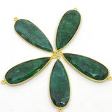 Vermeil Emerald Dyed Connector 48x17mm EACH PIECE-beads incl pearls-Beadthemup
