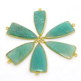 Vermeil Amazonite Connector 39x16mm EACH PIECE-beads incl pearls-Beadthemup
