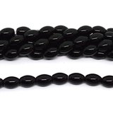 Agate Black Polished Olive 14x10mm 27 beads Strand-beads incl pearls-Beadthemup