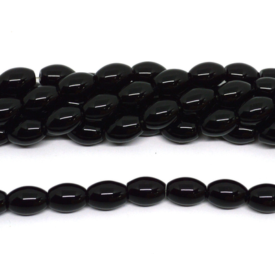 Agate Black Polished Olive 14x10mm 27 beads Strand