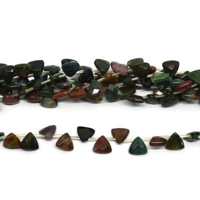 Green Jasper Faceted Triangle Briolette 10x10mm strand 40 beads