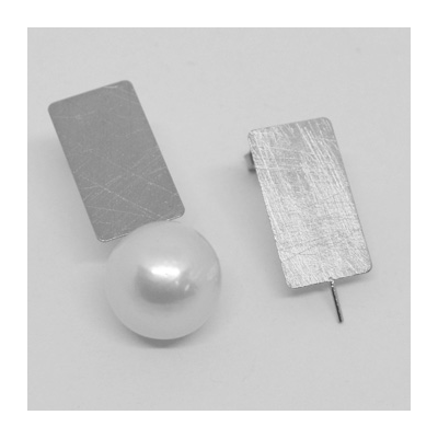 Sterling Silver MATT Stud Earring with pin 11x20mm PAIR