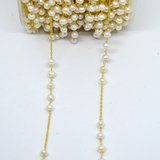 Vermeil 5mm F.W.Pearl & Chain 30mm handmade chain per meter -beads incl pearls-Beadthemup