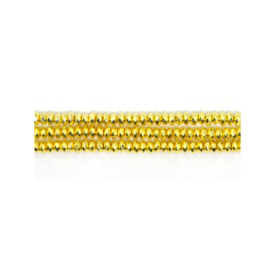 Hematite Gold Fac.Rondel 4x2mm approx 175 beads