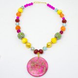 Harlequin Jasper, Jade, Agate glass bead necklace-jewellery-Beadthemup