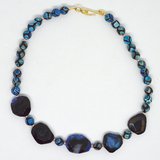 Dark Blue Agate Gold Necklace-jewellery-Beadthemup