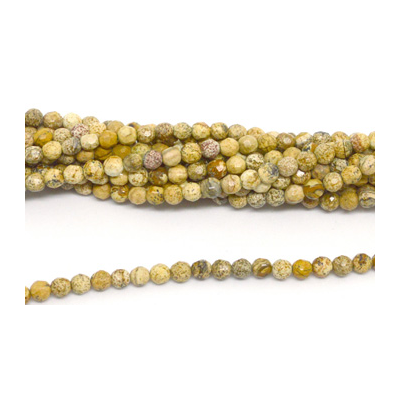 Picture Jasper Faceted 4mm Round Strand 90 beads