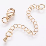 Gold plate 10mm lobster clasp & 6.5cm extenstion chain 5 SETS-findings-Beadthemup