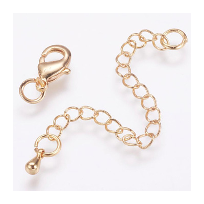 Gold plate 10mm lobster clasp & 6.5cm extenstion chain 5 SETS