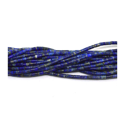 Natural Lapis polished tube 2x4mm strand approx 100 beads