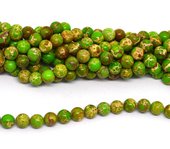 Imperial Jasper green dyed polished round 10mm strand 39 beads-beads incl pearls-Beadthemup