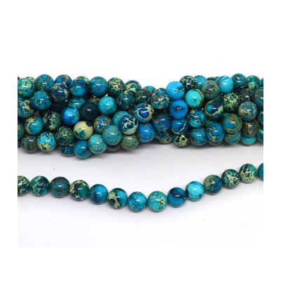 Imperial Jasper blue dyed polished round 10mm strand 41 beads