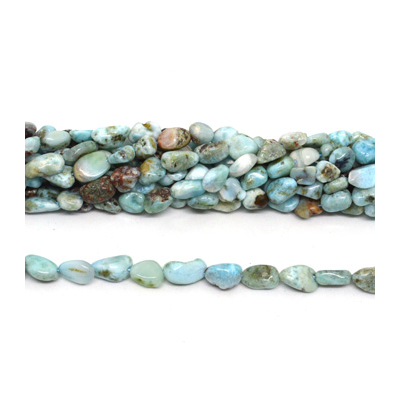 Larimar polished nugget 6x8mm strand approx 44 beads