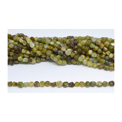 Green Garnet polished nugget 8x8mm strand approx 52 beads