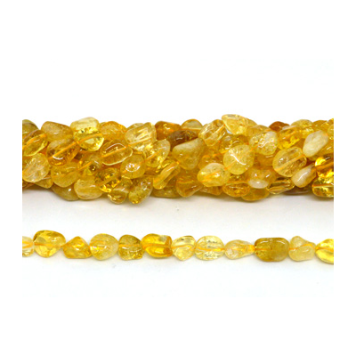 Citrine polished nugget 8x10mm strand approx 28 beads