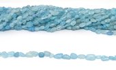 Aquamarine polished nugget 6x8mm strand approx 50 beads-beads incl pearls-Beadthemup