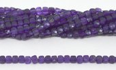 Amethyst Faceted Cube 4mm 93 beads per strand-beads incl pearls-Beadthemup