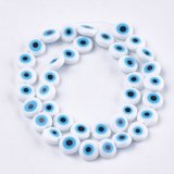 Evil Eye White Glass Lampwork 9.5-10.5mm str 35 beads per strand-beads incl pearls-Beadthemup