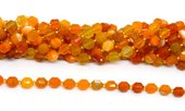 Agate dyed Orange Stripe fac.Energy bar cut 10mm str 33 beads-beads incl pearls-Beadthemup
