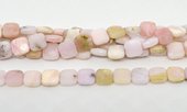 Pink Opal Fac.Flat Square 8mm strand 49 beads-beads incl pearls-Beadthemup
