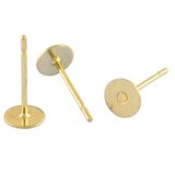 Stainless Steel GOLD flat back stud 8mm WITH BACK 10 pair-findings-Beadthemup