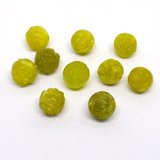 Green Serpentine Carved Round 15mm EACH BEAD-beads incl pearls-Beadthemup