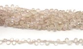 Rose Quartz Fac.Briolette app 7x5mm strand 42 beads(HAND CUT/DRILL)-beads incl pearls-Beadthemup