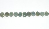 Aquamarine Side drill Hexagon 10x15mm EACH bead-beads incl pearls-Beadthemup