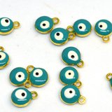 Evil Eye glass gold plated Pendant blue/aqua 8mm 10 pack-glass beads-Beadthemup