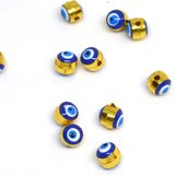 Evil Eye Glass gold plated bead mid blue 5mm 10 pack-beads incl pearls-Beadthemup