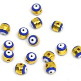 Evil Eye Glass gold plated bead blue 5mm 10 pack-beads incl pearls-Beadthemup