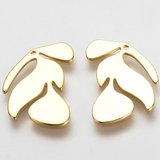 Brass 18K Gold Plated Pendant Leaf 21.5x17mm 4 PACK-findings-Beadthemup
