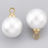Brass 18K Gold Plated Faux Pearl Pendant 13.5x9.5mm 4 PACK-findings-Beadthemup