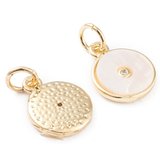 Brass 18k Gold Plated Mother Of Pearl Pendant round 12.5x10mm 2 PACK-findings-Beadthemup