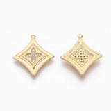 Brass 18K Gold Plated Pendant CZ 18.5x16.5mm 2 PACK-findings-Beadthemup