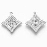 Brass Rhodium Plated Pendant CZ 18.5x16.5mm 2 PACK-findings-Beadthemup
