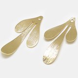18k Gold plated Brass Leaf Pendant 35x17mm 2 pack-findings-Beadthemup