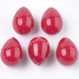 Faux Red Pearl half Drilled 10x13mm  PAIR-beads incl pearls-Beadthemup