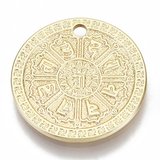 18k Gold plated Brass Coin Pendant 17mm 2 pack-findings-Beadthemup