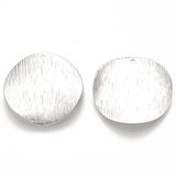 Platinum plated Brass curved flar round Pendant 25mm 2 pack-findings-Beadthemup