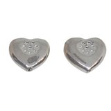 Silver plated resin bead flat Heart 20x22mm 2 pack-findings-Beadthemup