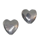 Silver plated resin bead flat Heart 17mm 4 pack-findings-Beadthemup