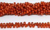 Coral Red Faceted Top drill Teadrop 8x6mm strand 115 beads-beads incl pearls-Beadthemup