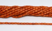 Coral Red Tube 3.5x6mm strand 78 beads-beads incl pearls-Beadthemup