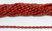 Coral Red Rice 4x8mm strand 62 beads-beads incl pearls-Beadthemup