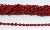 Coral Red Carved Olive 6x9mm strand 47 beads-beads incl pearls-Beadthemup