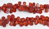 Coral Red Top drill Carved Teardrop approx 18x12mm PAIR-beads incl pearls-Beadthemup