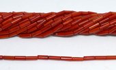 Coral Red Tube 3x9mm strand 46 beads-beads incl pearls-Beadthemup