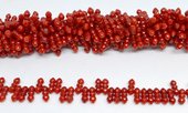 Coral Red Carved top drill tube 4x12mm strand 104 beads-beads incl pearls-Beadthemup